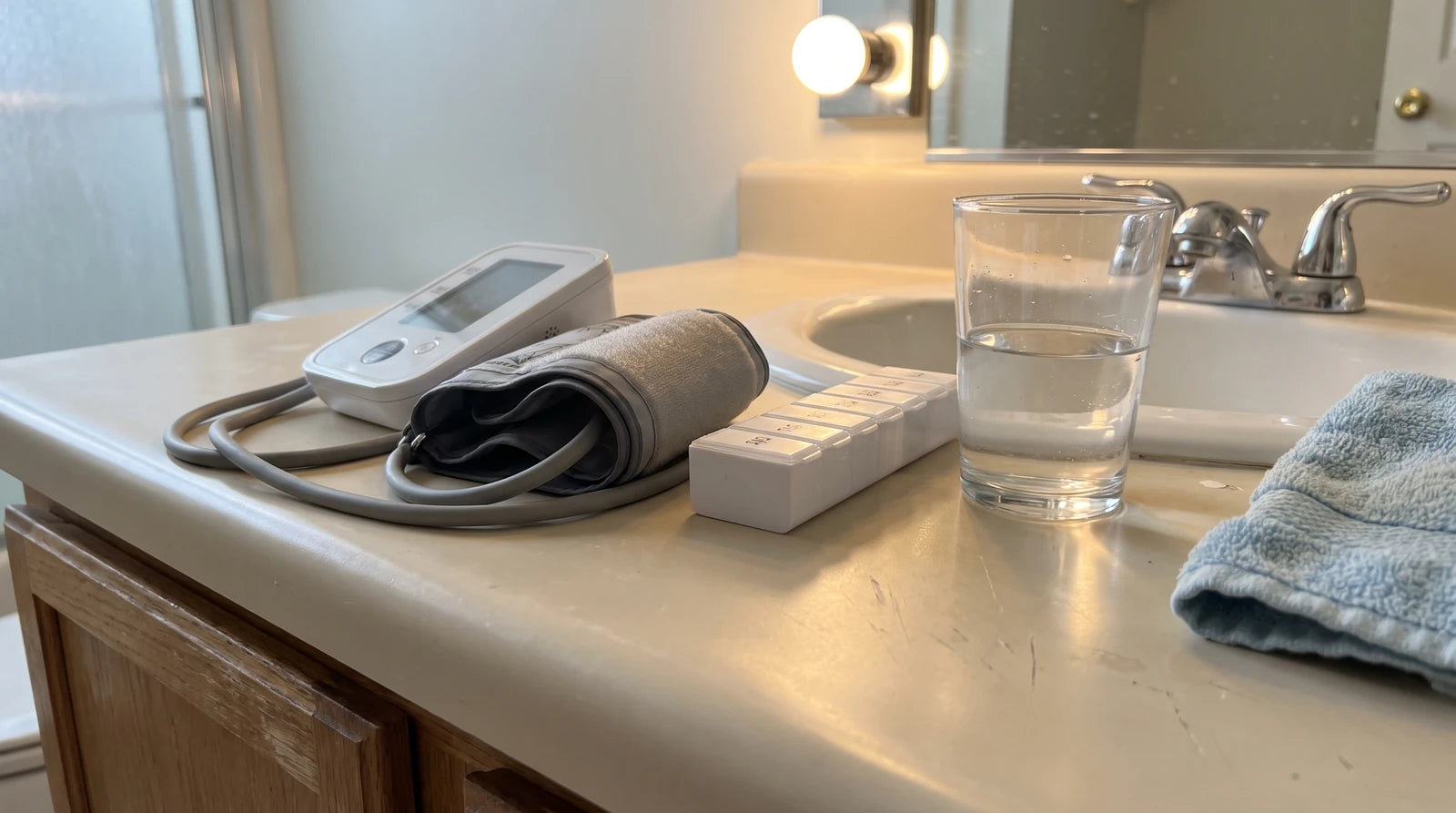 Neutral at-home wellness routine